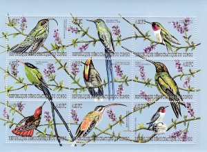 Zaire # 1536, Birds, Sheet of 9 Different, Mint NH, 1/2 Cat,