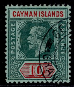 CAYMAN ISLANDS GV SG52, 10s deep green & red/green, FINE USED. Cat £275.