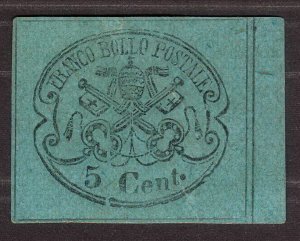 1867 Italian Papal / Roman States Italy 5c Stamp, MNG, Sc 14