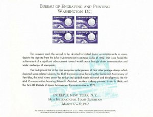 BEP Souvenir Card B16 INTERPEX '72 Echo I Space Communications Mint