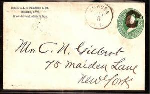 US  #U163 PSE ENTIRE FANCY CANCEL ~ Cohoes, N.Y. 'C' MONO...