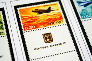 COLOR PRINTED ISRAEL [+TABS] 1948-1970 STAMP ALBUM PAGES (73 illustrated pages)