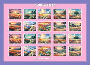 2024 Colorful Anime flower field Imperf Sheet Cinderella art size A4