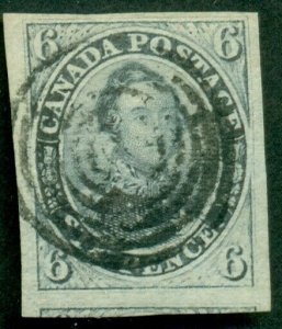 CANADA #2, 6p slate violet, used, 4 margins, VF, Greene certificate Scott $1,650