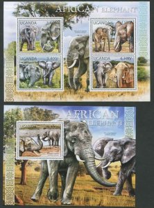 Uganda 2012, Elephants 2 s/s, MNH