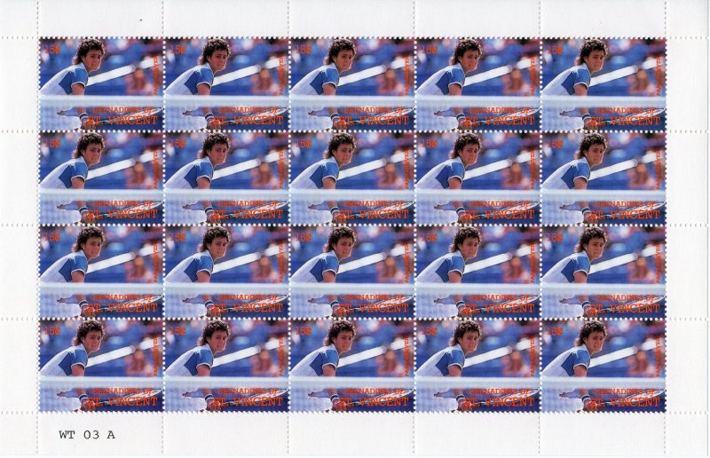 St.Vincent Grenadines 1988 Sc#614/621 TENNIS PLAYERS 8 MINI-SHEETLETS UNFOLDED