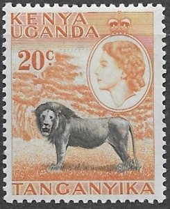 Kenya Uganda # 107 QE II 20c Lion   (1)   Unused VLH