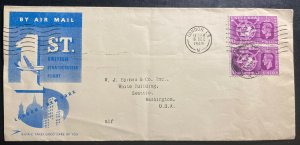 1949 London England Airmail cover to Seattle Wa USA First British Stratocruiser