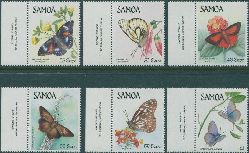 Samoa 1986 SG716-721 Butterflies set MNH