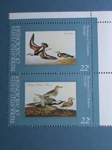 MICRONESIA -1985 SC#27-28 BICENTENARY OF AUDUBON BIRDS MNH IMPRINT-BLOCK  VF