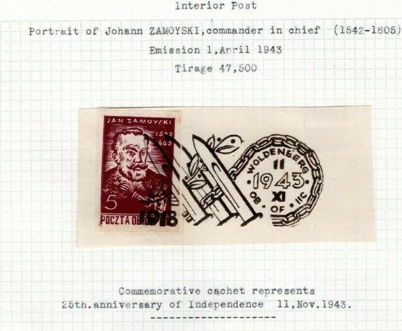 POLAND WW2 *POW Camp Post* LOCAL Stamps{2} WOLDENBERG Oflag 11c 1943+ Page EP659