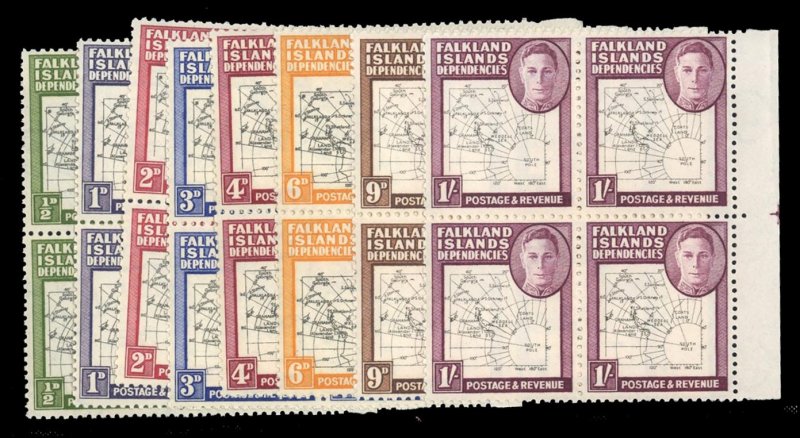 Falkland Islands Dependencies #1L1-1L8 Cat$68+, 1946 George VI, complete set ...