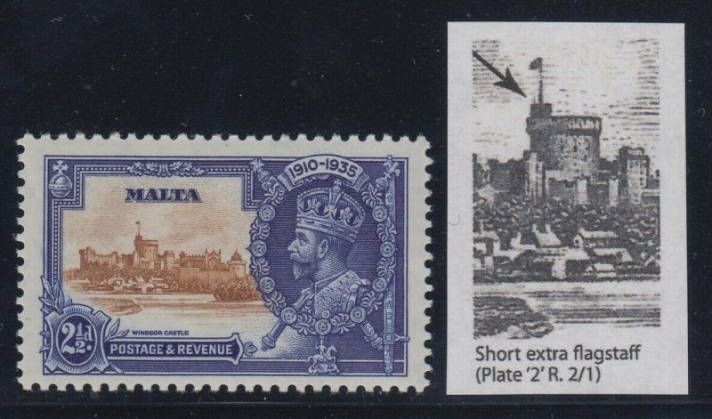 Malta, SG 141b, MLH, Short Extra Flagstaff variety