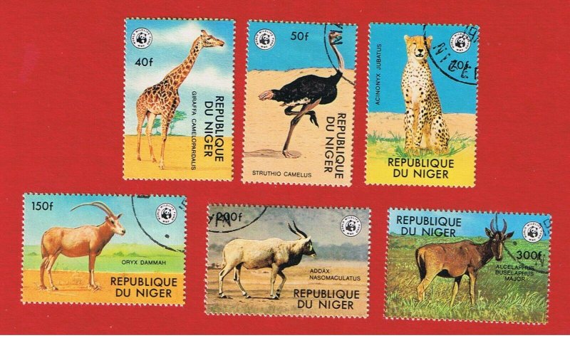 Niger #447-452  VF used  Endangered Species  Free S/H