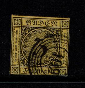 Baden SC# 2 Used (Noted Mi# 2a) w/ 109 5 Ring Black Cancel (Lt Edge Thin)- S3604