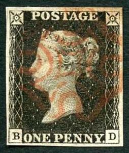 Penny Black (BD) Plate 5 Fine Four Margins