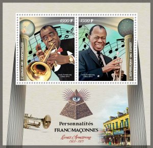 Luis Armstrong Masons Music Jazz Freemasonry MNH stamps set
