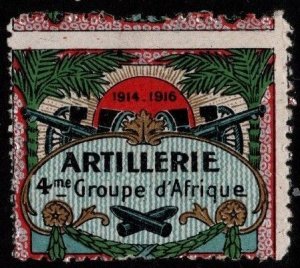 1914 WW One France Delandre Poster Stamp 4th Artillery Group of Africa