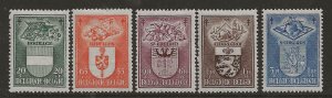 Belgium B442-46 1947 set 5  fine mint  hinged