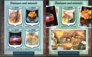 Sierra Leone 2016 Dinosaurs and Minerals Sheet + S/S MNH