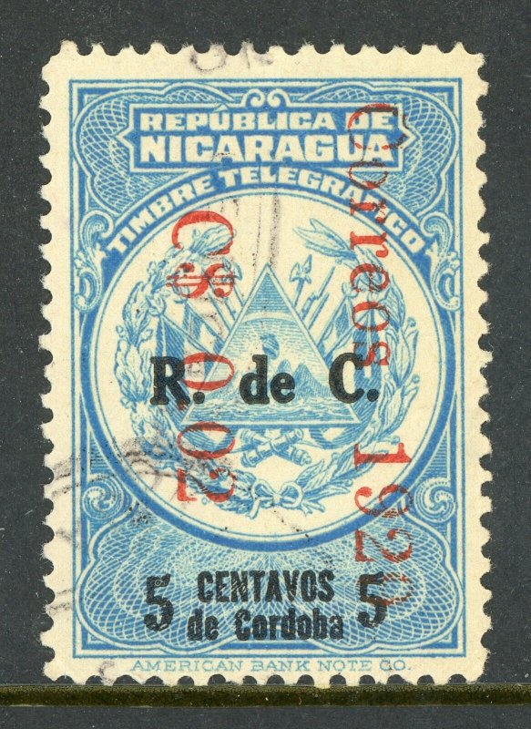 Nicaragua 1929 R de C Revaluation 1¢5¢ VFU  O653