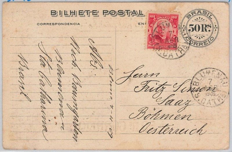 48044 - BRAZIL - POSTAL HISTORY: Stationery Card MEYER # BP 76 to AUSTRIA 1909-
