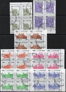 Thematic stamps CAMBODIA 1999 TEMPLES 1898/04 7v IN blks of 4 used