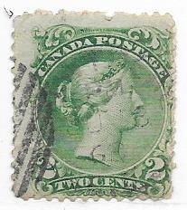 Canada # 24 2c Queen Victoria  green  (U) CV $100.00