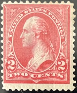 Scott #267 1895 2¢ Washington type III double line watermark unused hinged