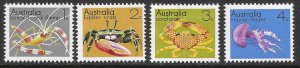 Australia #554-557 MNH Shrimp, Crabs, Stinger