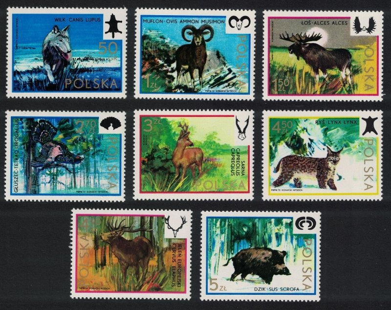 Poland Capercaillie Bird Wolf Elk Lynx Boar Hunting 8v 1973 MNH SG#2232-2239