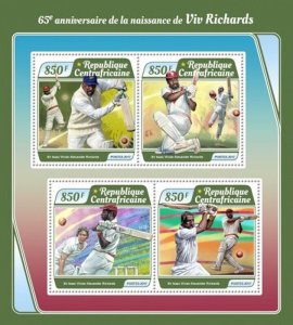 Central Africa - 2017 Viv Richards - 4 Stamp Sheet - CA17502a