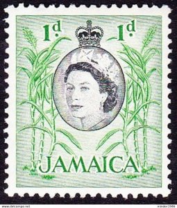 JAMAICA 1956 QEII 1d Black & Emerald SG160 MH