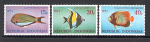 1971 INDONESIA, Stanley Gibbons #1294-96 - Fish - MNH**