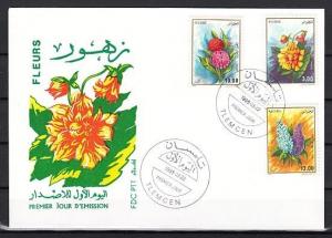 Algeria, Scott cat. 1035-1037. Garden Flowers issue. First day cover. ^