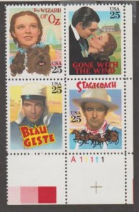 U.S. Scott #2445-2448 Classic Film Stamps - Mint NH Plate Block
