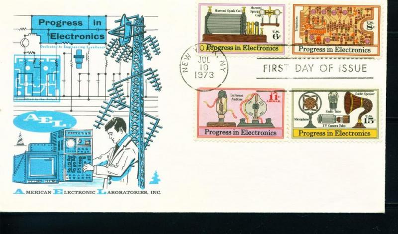 US Sc# 1500 - 1502 C86 4-Set on FDC Electronics AEL Labs