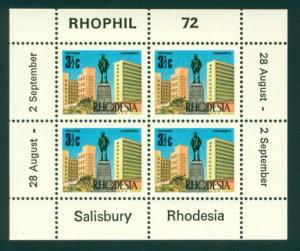 Rhodesia Scott #279b MNH MINISHEET RHOPHIL '72 Philately CV$3+