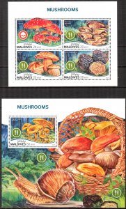 Maldive Islands 2018 Mushrooms II sheet + S/S MNH