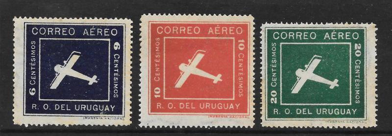 Uruguay Scott #C4-6  Mint  set Biplane  Stamps 2017 CV $11.00