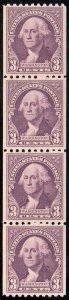 US #722 SUPERB OG NH, Strip of 4, robust color, beautifully centered, GEM!