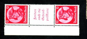 GERMANY #399 MICHEL #S105 MINT GUTTER LABEL PAIR VF NH Cat $142