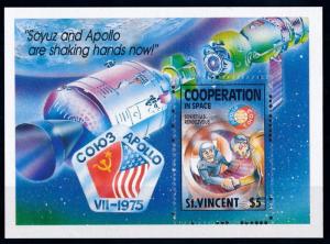 [66160] St. Vincent 1989 Space Travel Weltraum Sojus Apollo Souvenir Sheet MNH