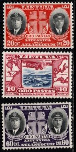 1934 Lithuania Scott #- C79-81 Death of Aviation Pioneers Darius & Girenas