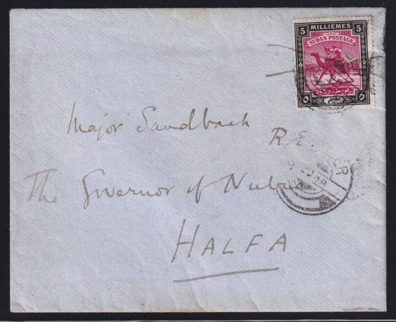 Sudan 1898 NILE EXPEDITION Cover Douglas Haig Berber to Governor of Nubia