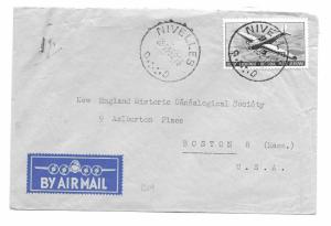 Nivelles, Belgium 1952 to Boston, Massachusetts Air Mail Cover Scott C14