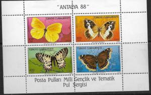 TURKEY, 2424, MNH, SS, BUTTERFLY TYPE