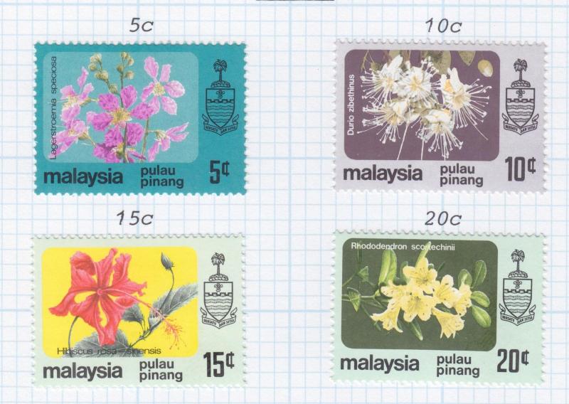 PENANG, MALAYSIA, 1983-1985 no watermark Flowers set of 4, lhm.