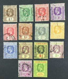 MOMEN: LEEWARD ISLANDS SG #58/78 1921-32 USED £250 LOT #61670