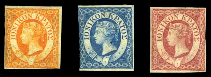 Ionian Islands #1-3 Cat$355, 1859 set of three, hinged, small faults